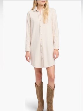 Faherty Legend Sweater Shirtdress Size S Long Sleeve Oatmeal Comfy Casual Chic